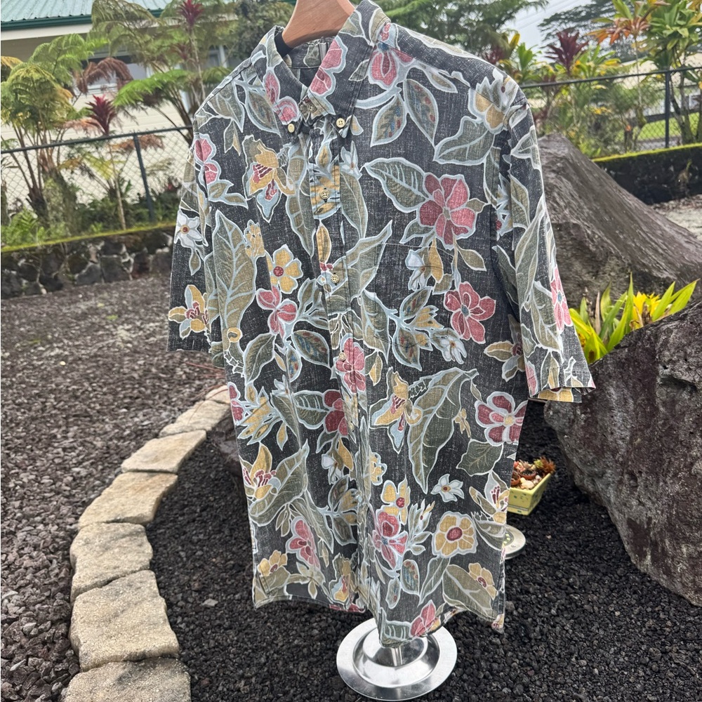 Reyn Spooner Aloha Shirt XL Floral Button Front Hawaii Reverse Print - Picture 2 of 6